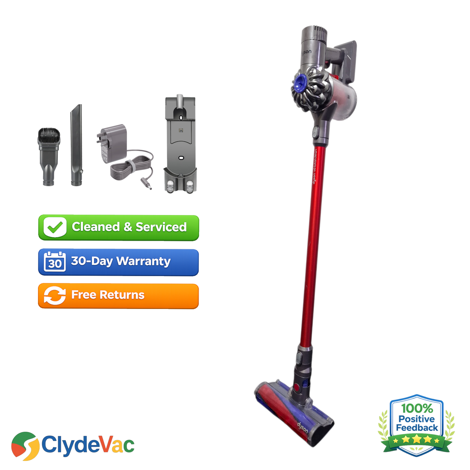 Refurbished Dyson V6 Fluffy Cordless Vacuum Cleaner New Battery & Filters